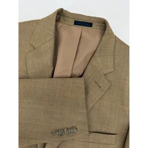 T Harris London Jacket‎ Mens 42R Brown Herringdone Blazer Silk Wool Sport Coat